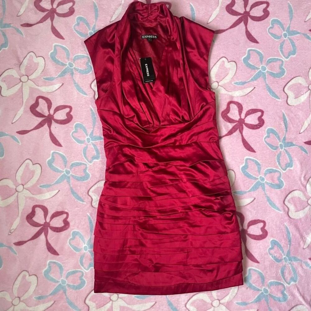 NWT Express Y2K Burgundy Bodycon Bandage Mini Dress Size XS 2